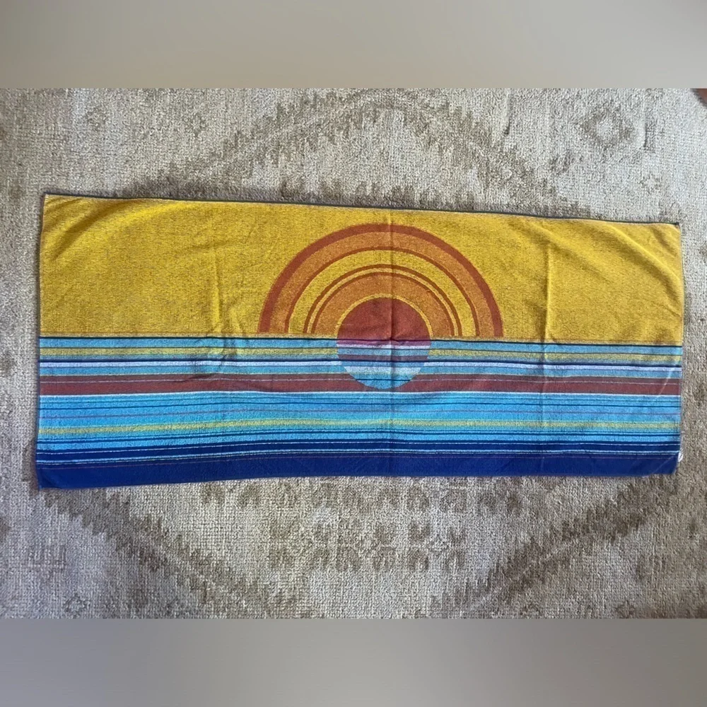 Vintage Beach Towel Setting Rising Sun